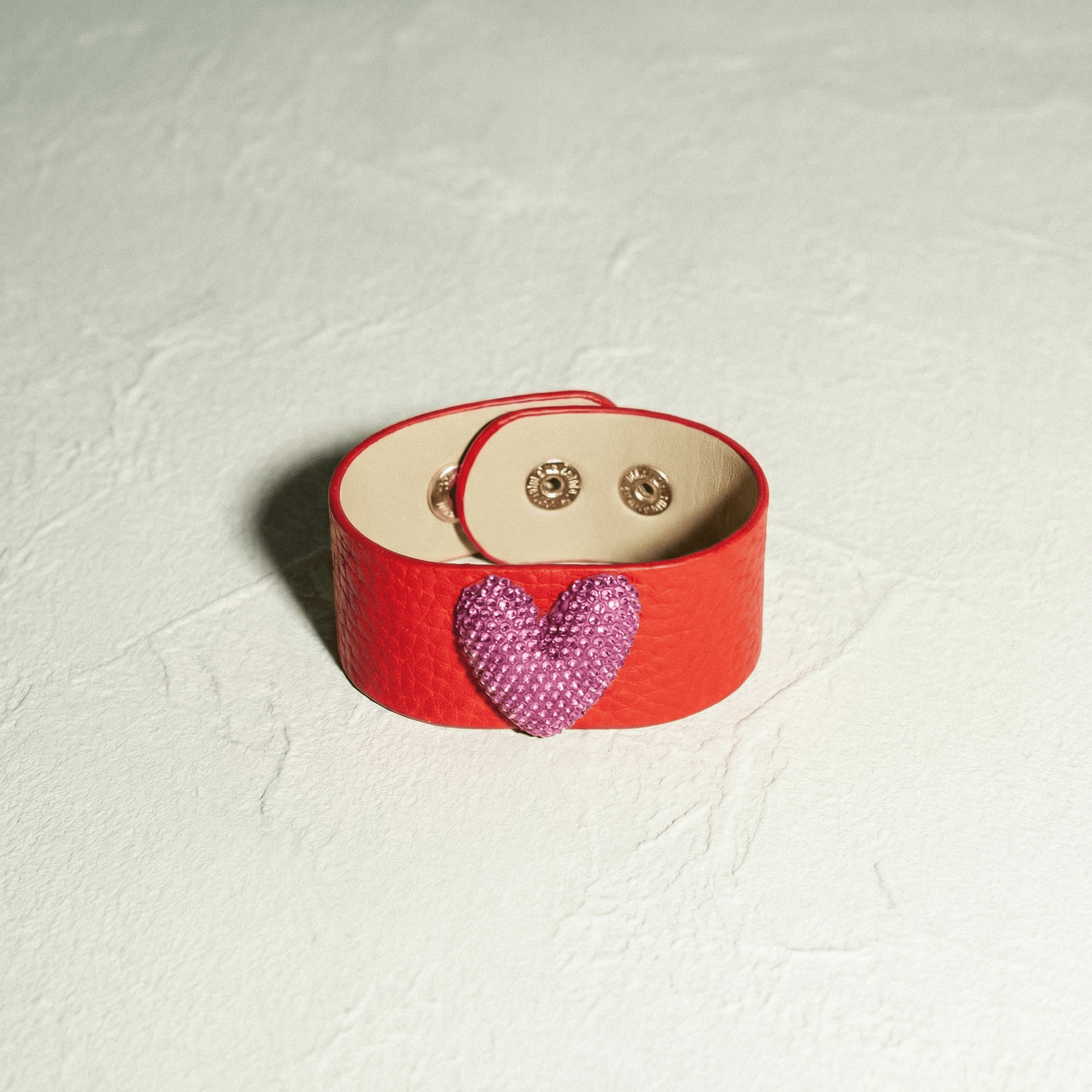 Little L Red Leather Cuff - Bracelet