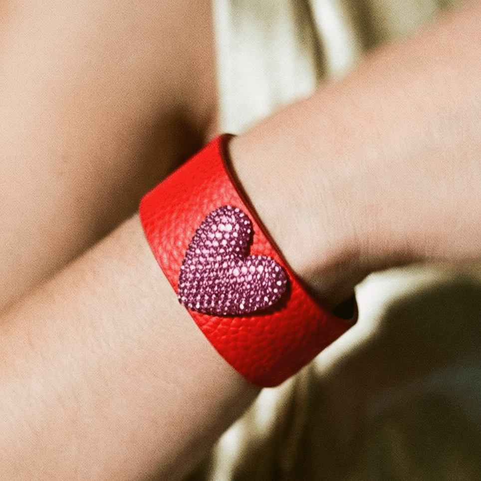 Little L Red Leather Cuff - Bracelet