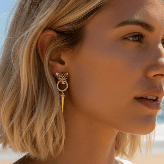 Little Leopard Gold Earrings - earrings