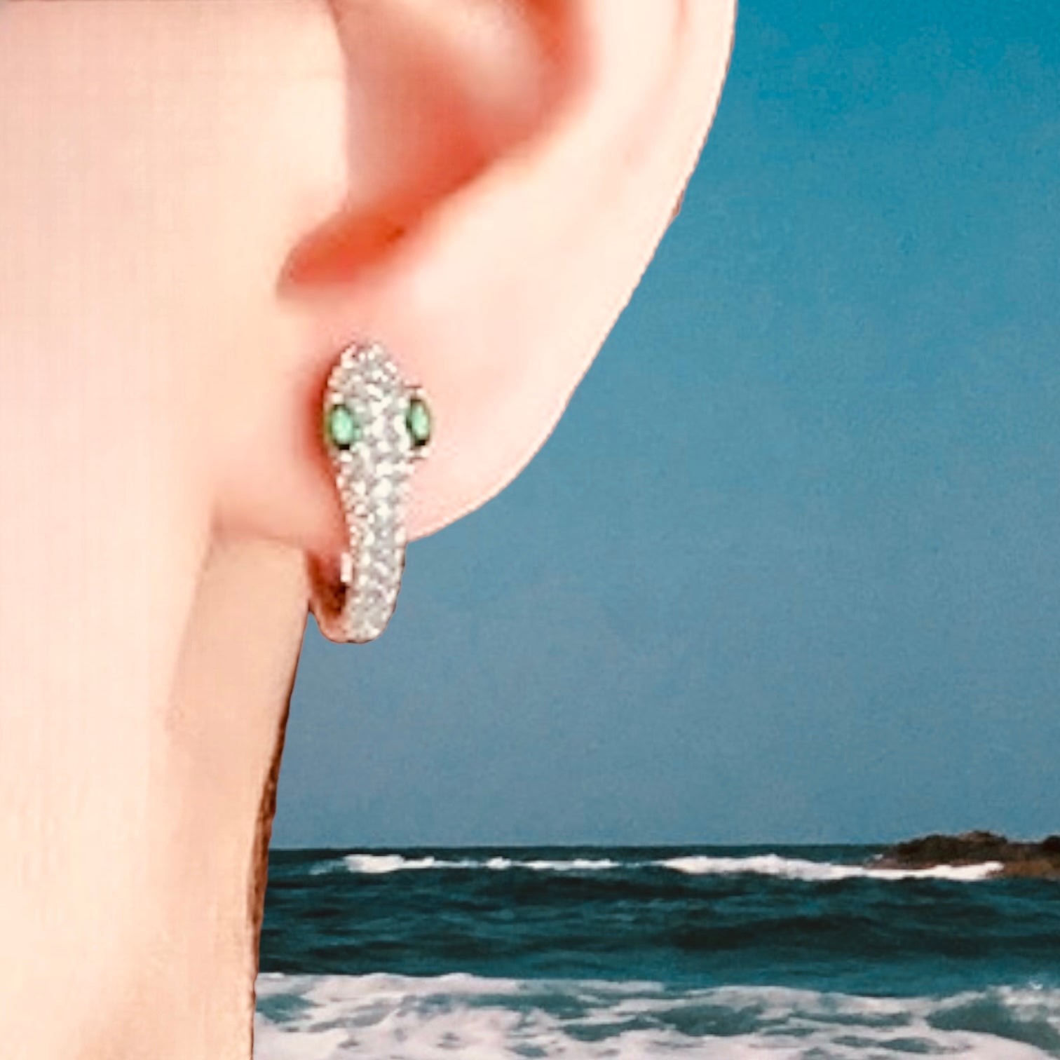 Little Sterling Silver Snake Earrings-earrings