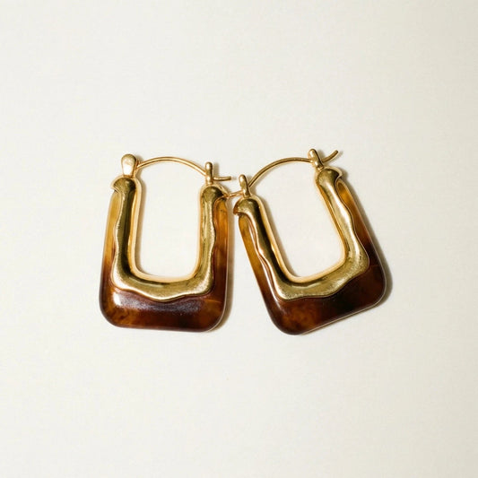 Living in the 70s Resin and Gold Earrings - earrings