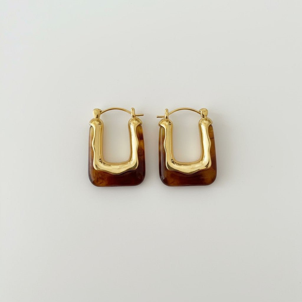 Living in the 70s Resin and Gold Earrings - earrings