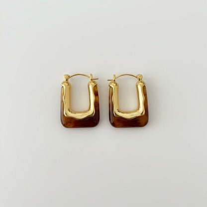 Living in the 70s Resin and Gold Earrings - earrings
