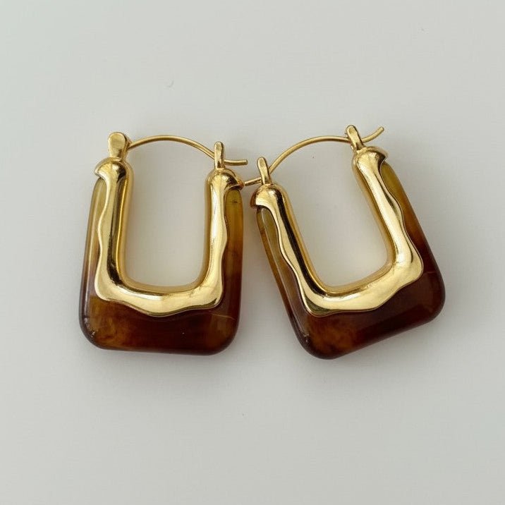Living in the 70s Resin and Gold Earrings - earrings