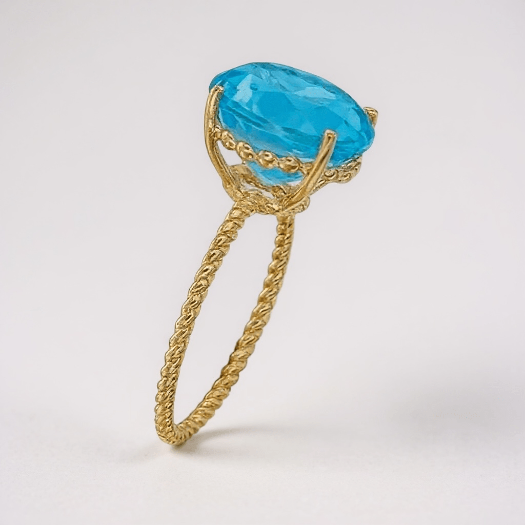 London Calling Aqua Ring 18k Gold Plated 925 - Ring