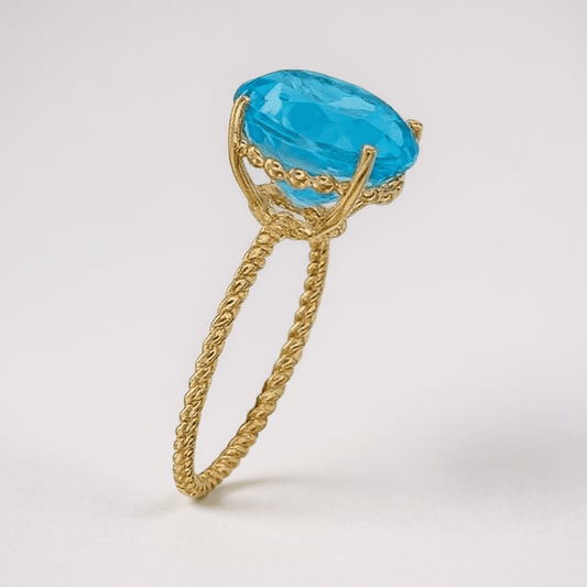 London Calling Aqua Ring 18k Gold Plated 925 - Ring