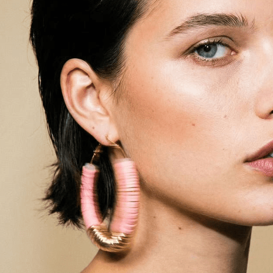 Love Hangover Beaded Hoop Earrings Blush - 