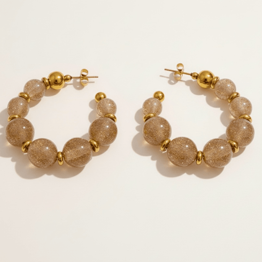 Lucid Resin Hoop Earrings Champagne - earrings