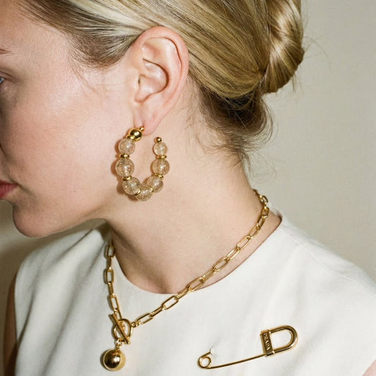 Lucid Resin Hoop Earrings Champagne - earrings