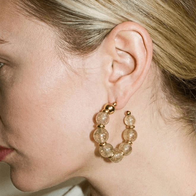 Lucid Resin Hoop Earrings Champagne - earrings