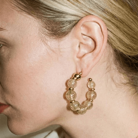 Lucid Resin Hoop Earrings Champagne - earrings