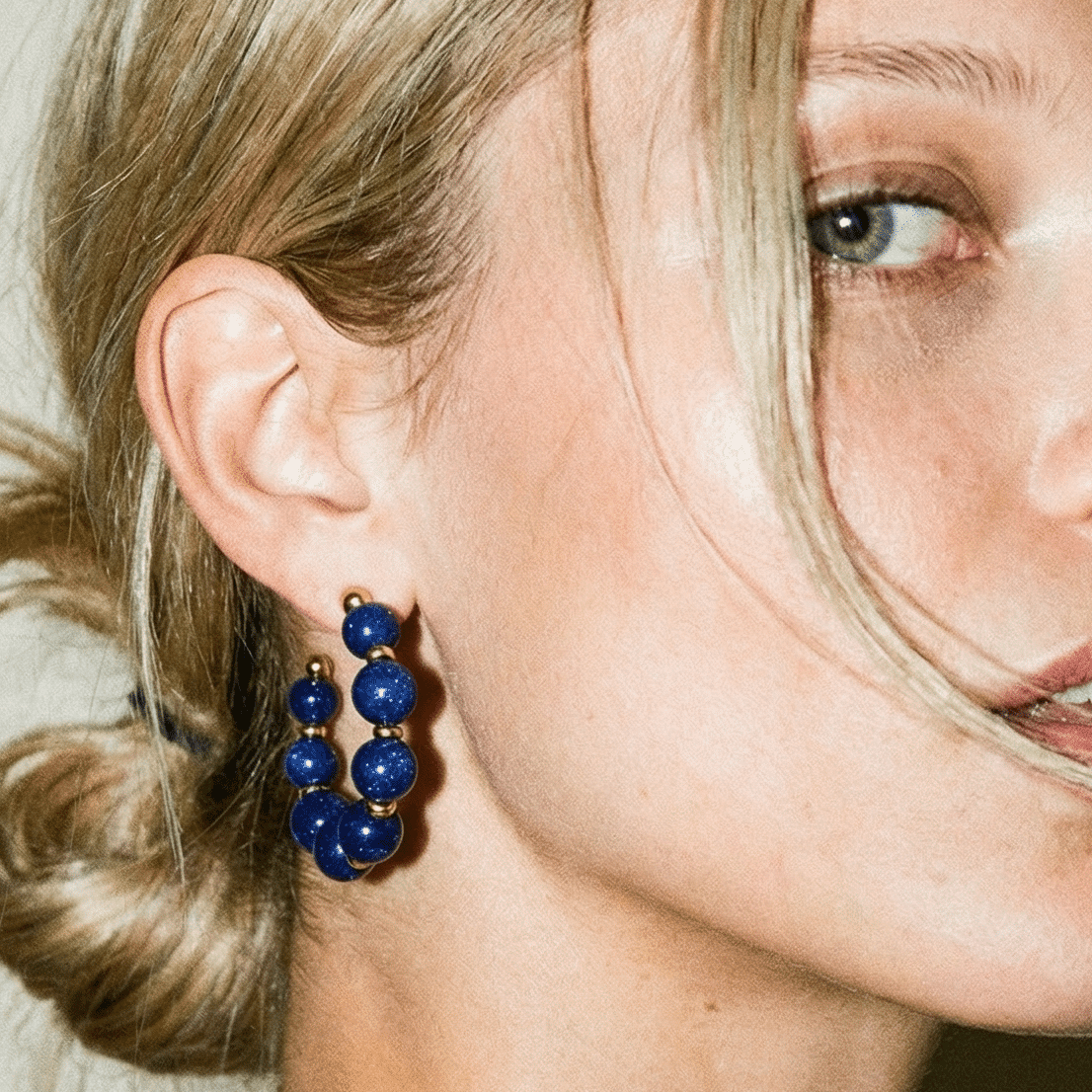 Lucid Resin Hoop Earrings Cobalt - earrings