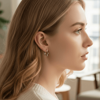 Lucky Star Gold Plated 925 Earrings - 
