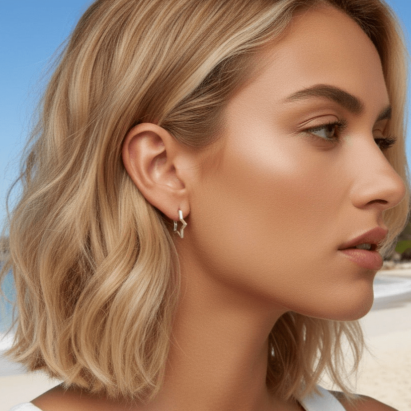 Lucky Star Gold Plated 925 Earrings - 