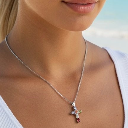 Madonna Encrusted Silver Jewel Necklace - 