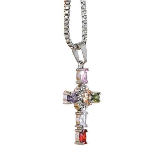Madonna Encrusted Silver Jewel Necklace-