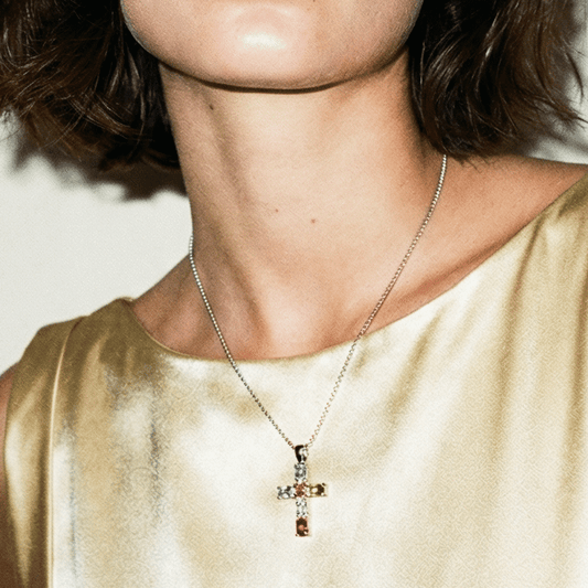 Madonna Encrusted Silver Jewel Necklace - 