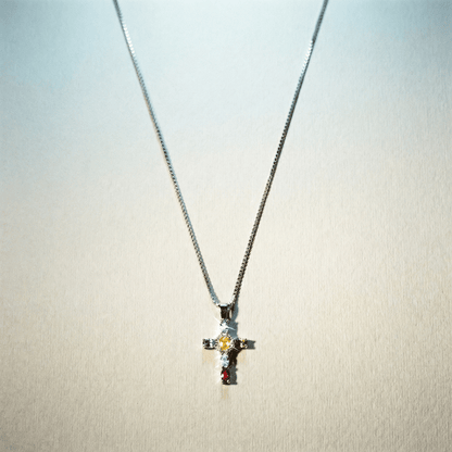 Madonna Encrusted Silver Jewel Necklace - 