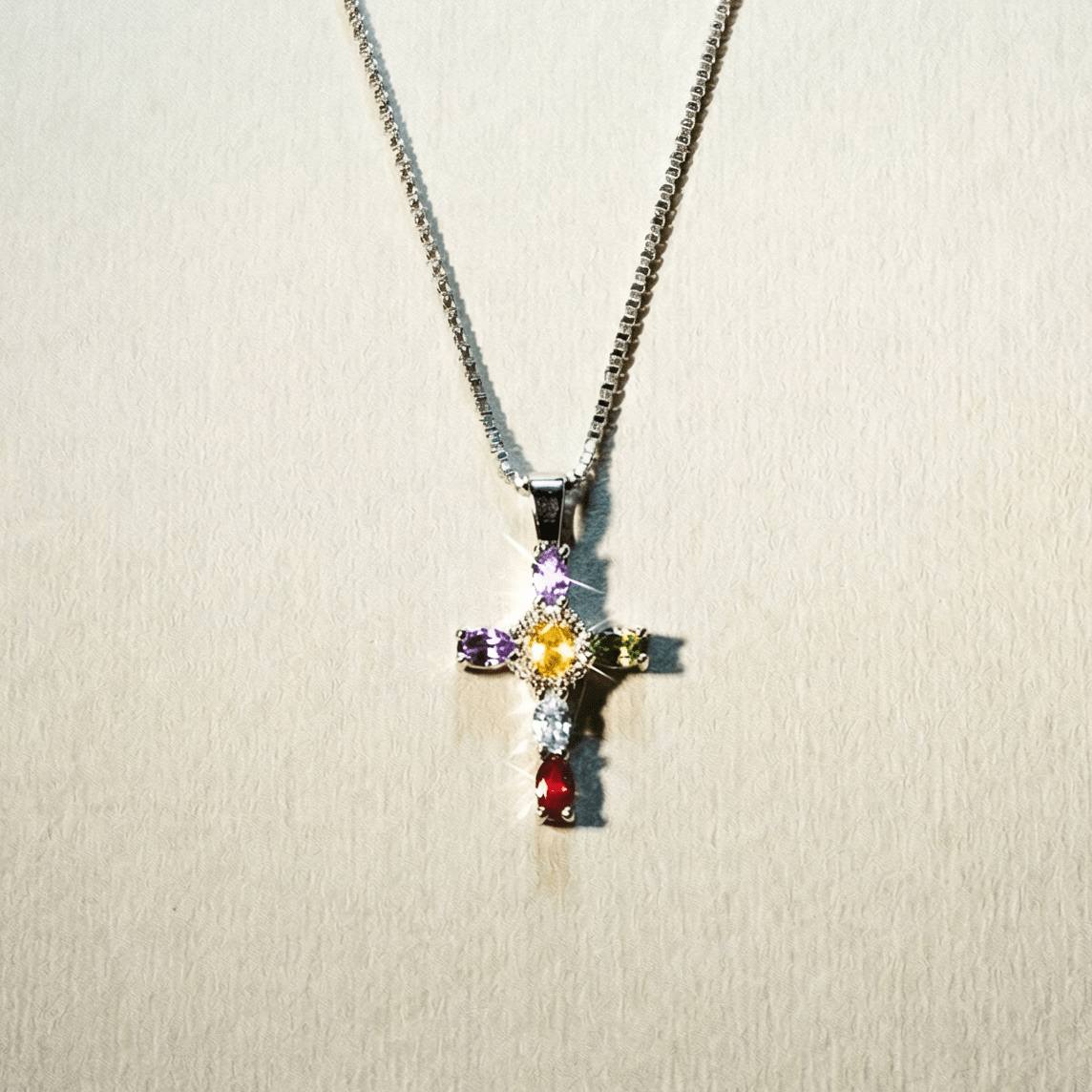 Madonna Encrusted Silver Jewel Necklace - 