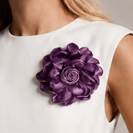 Mauve Satin Floral Brooch - Brooch