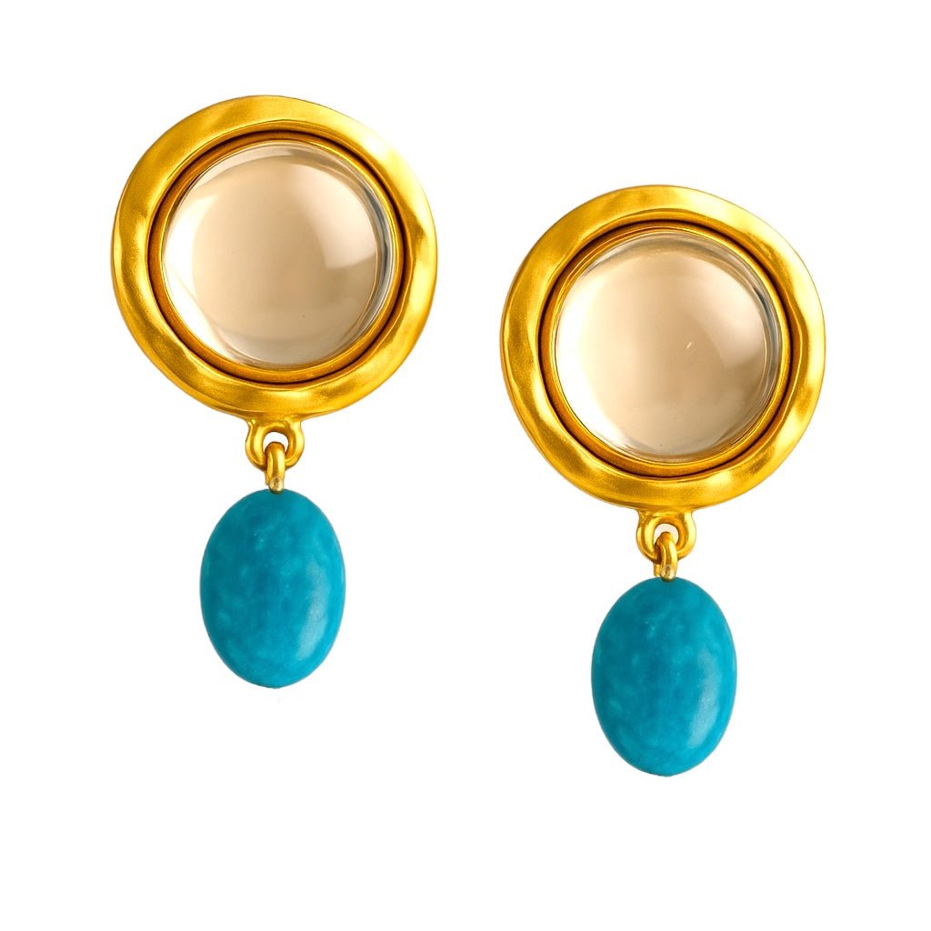 Moonlight Turquoise and Gold Earrings - 