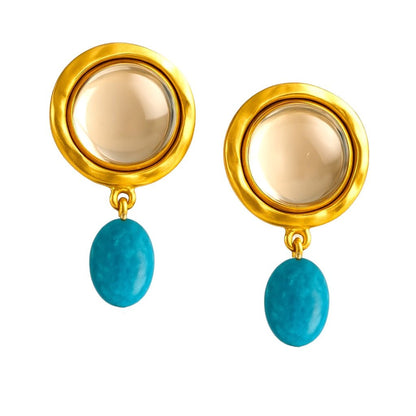 Moonlight Turquoise and Gold Earrings - 