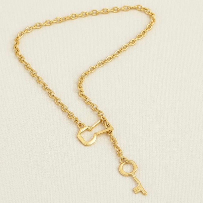 Organic Key Matte Gold Necklace - Necklace