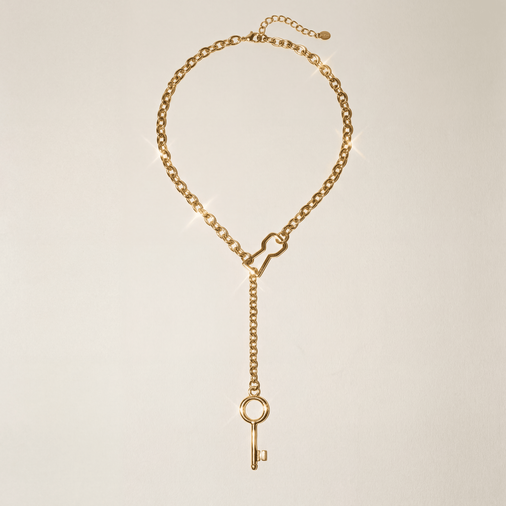Organic Key Matte Gold Necklace - Necklace
