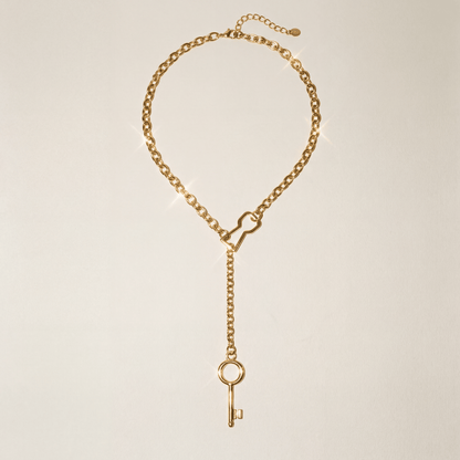 Organic Key Matte Gold Necklace - Necklace