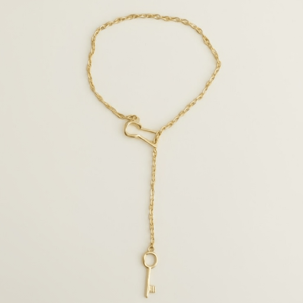 Organic Key Matte Gold Necklace - Necklace