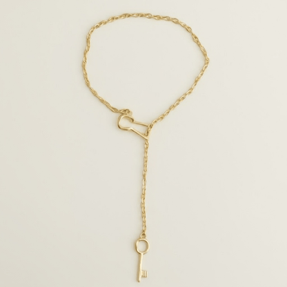 Organic Key Matte Gold Necklace - Necklace