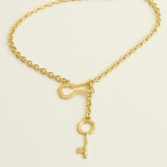 Organic Key Matte Gold Necklace - Necklace