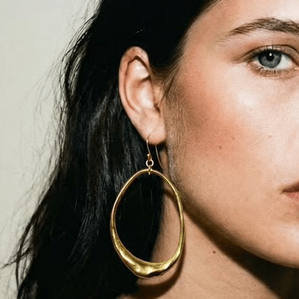Organic Oval Gold Plated Earrings - earrings