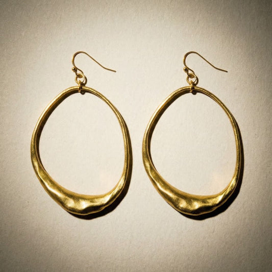 Organic Oval Gold Plated Earrings - earrings