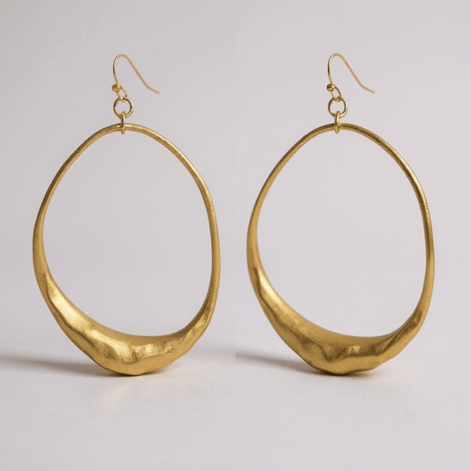 Organic Oval Gold Plated Earrings - earrings