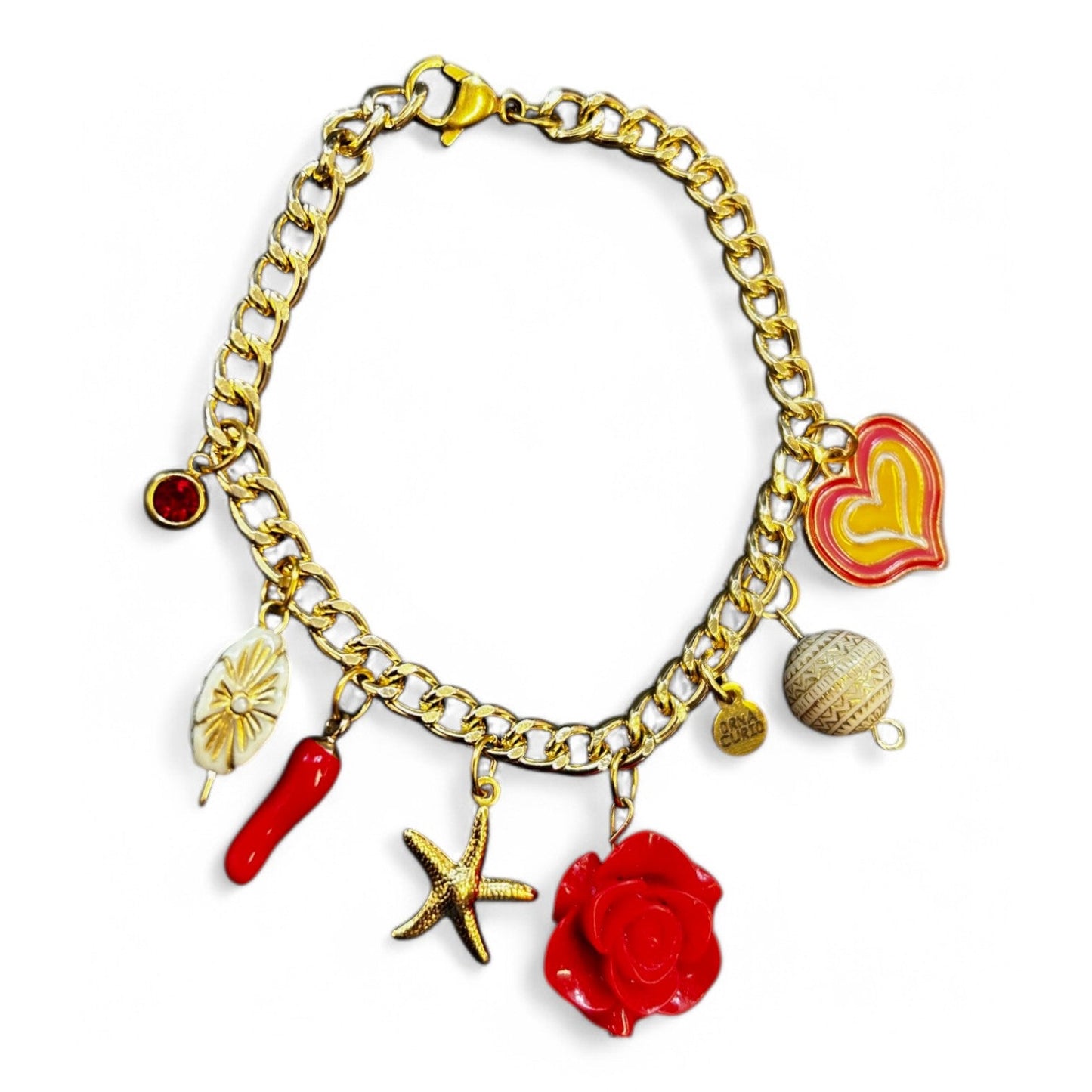 Orna Signature Gold Red Charm Bracelet - Bracelet