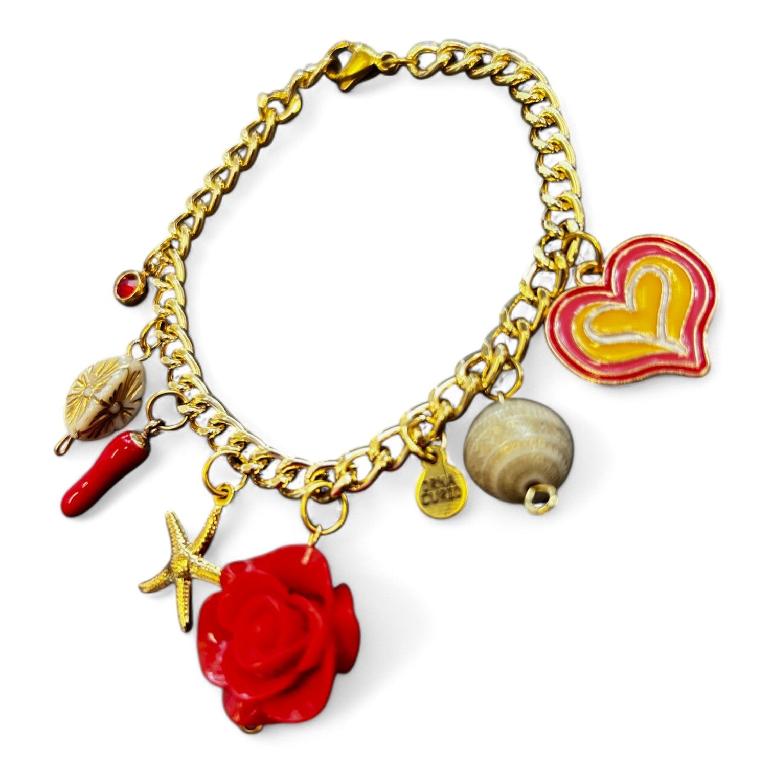 Orna Signature Gold Red Charm Bracelet - Bracelet