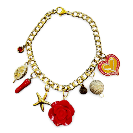 Orna Signature Gold Red Charm Bracelet - Bracelet