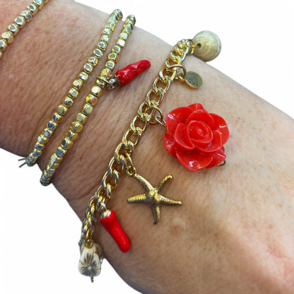 Orna Signature Gold Red Charm Bracelet - Bracelet