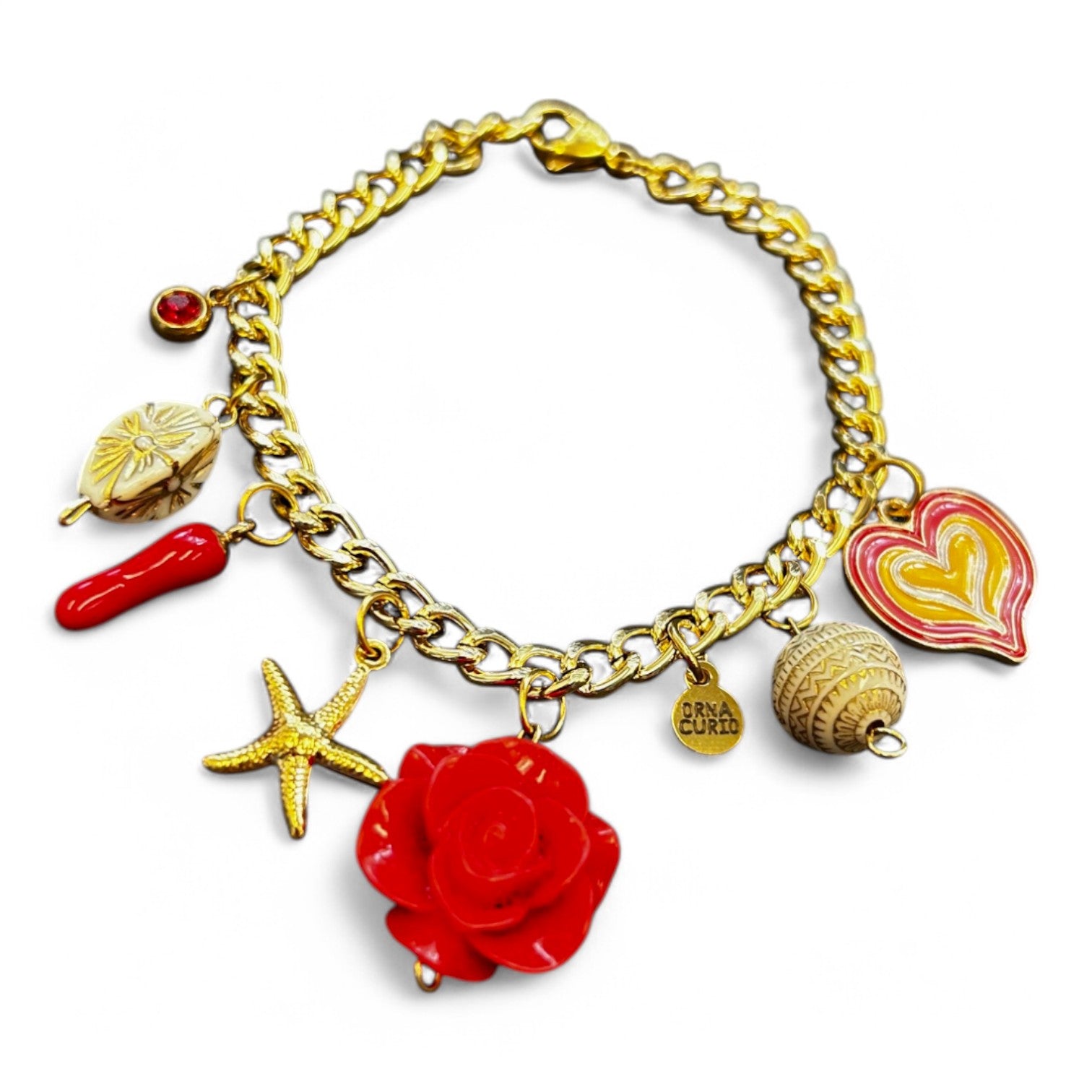 Orna Signature Gold Red Charm Bracelet - Bracelet