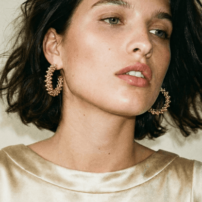 Ornate 18k Gold Plated Hoops - earrings