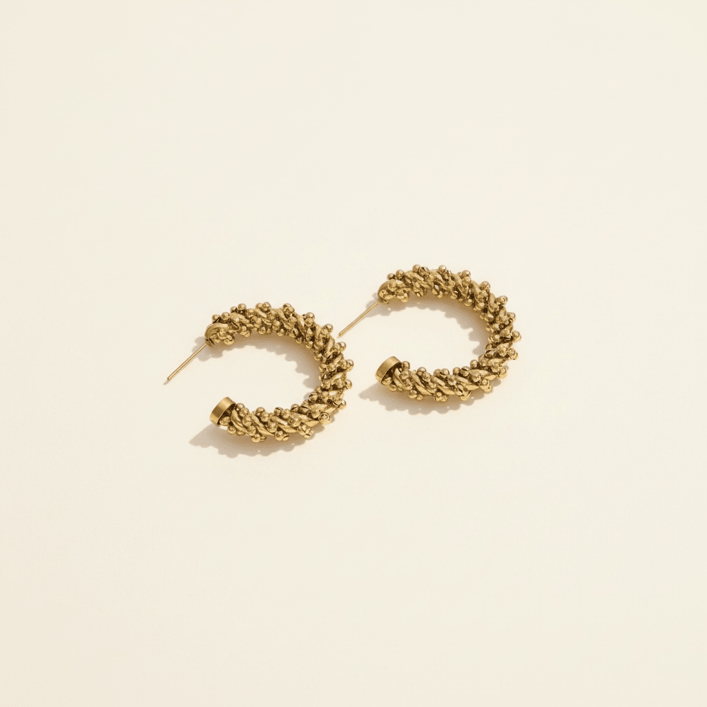 Ornate 18k Gold Plated Hoops - earrings