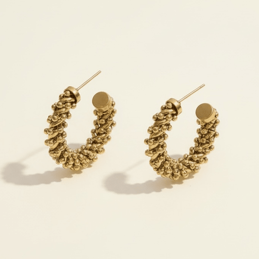 Ornate 18k Gold Plated Hoops - earrings