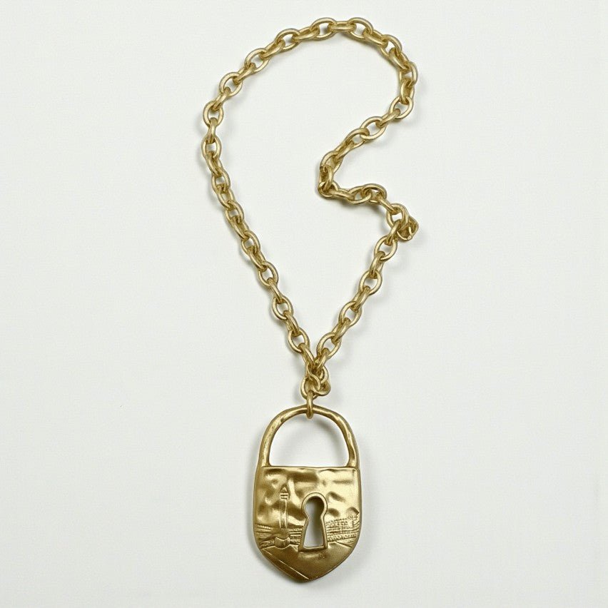 Padlock Gold Plated Statement Necklace - Necklace