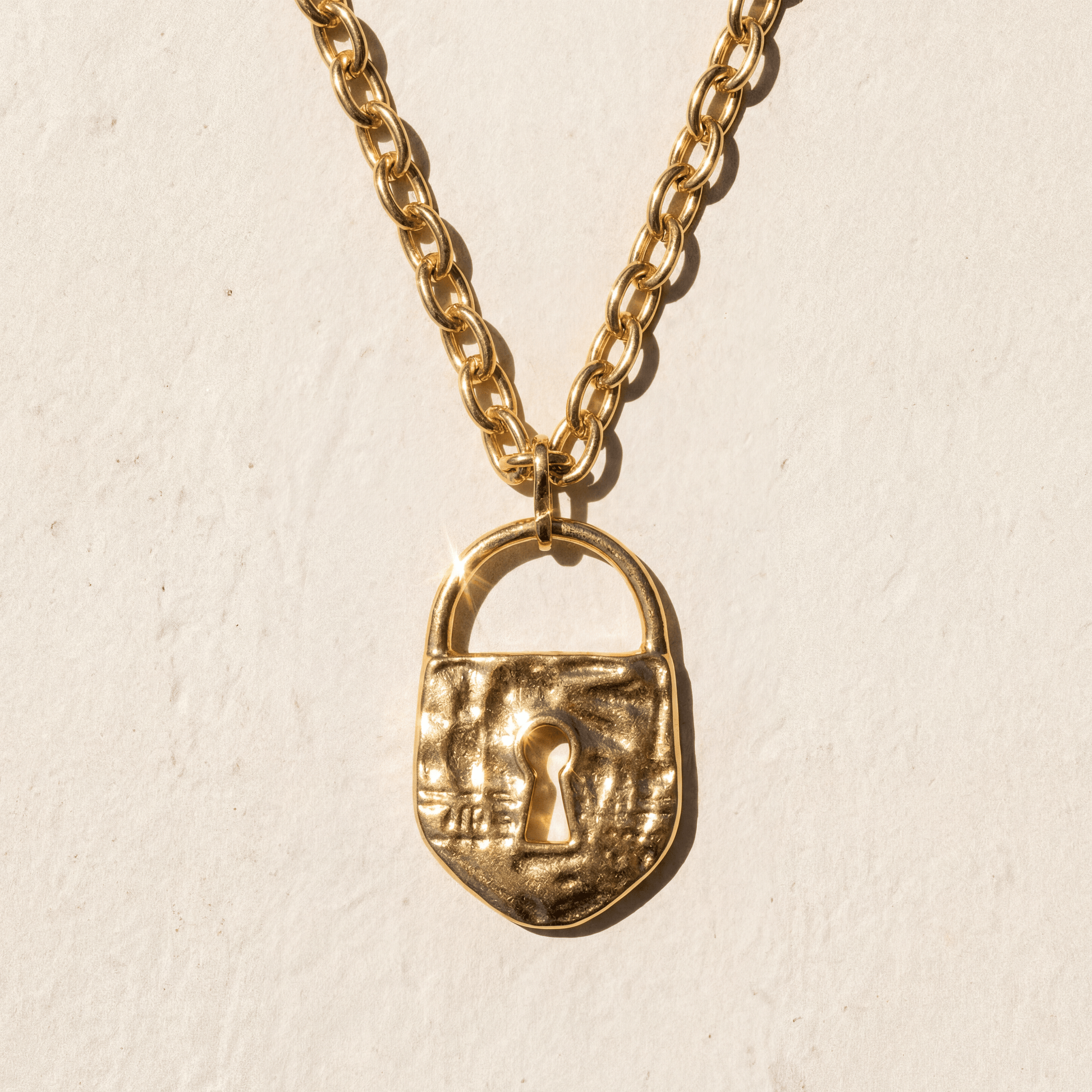 Padlock Gold Plated Statement Necklace - Necklace