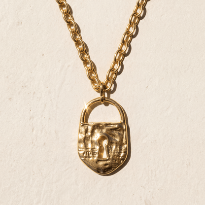 Padlock Gold Plated Statement Necklace - Necklace