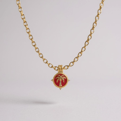 Palm Tree Ruby Red and Gold Tarot Necklace PRE - ORDER - Necklace