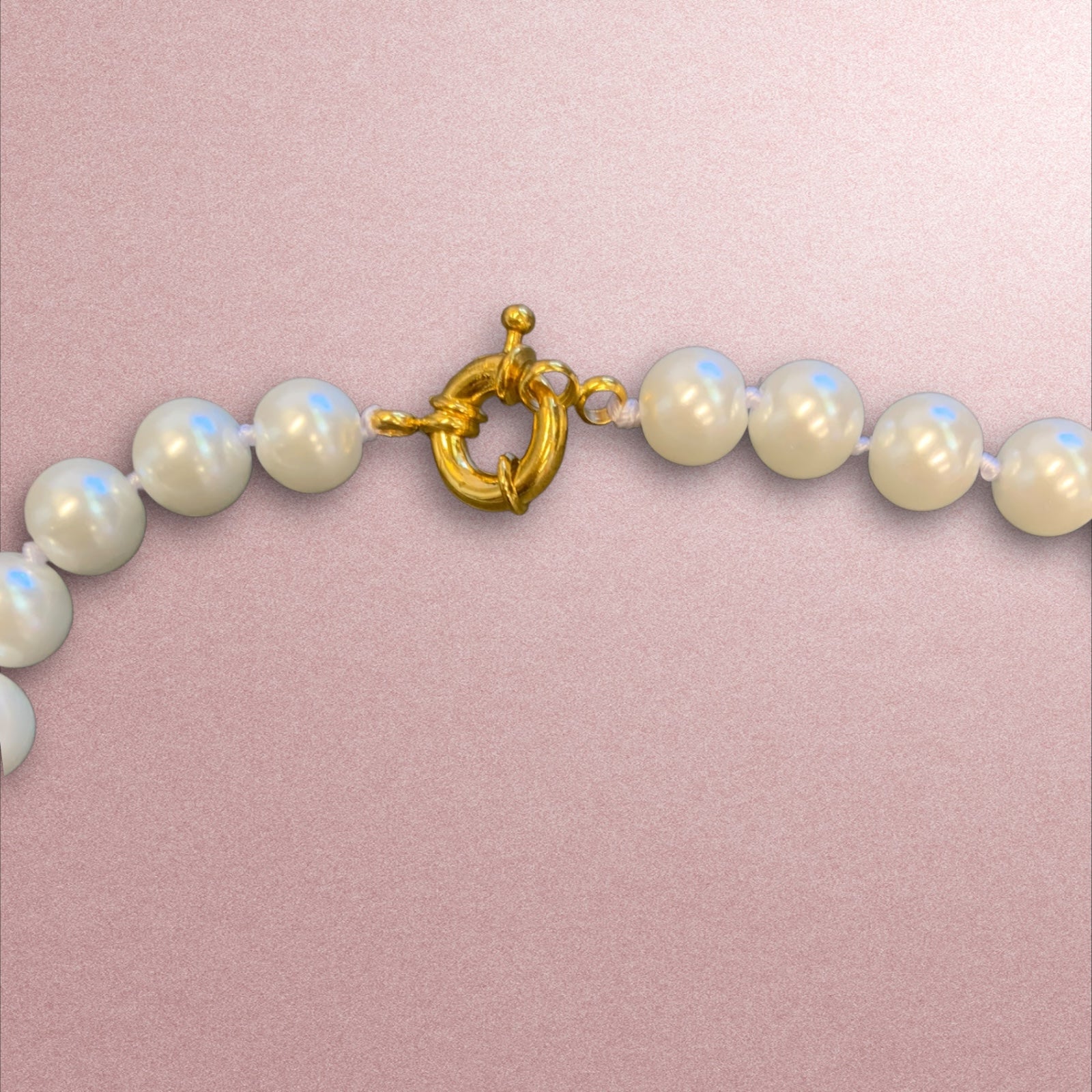 Pearl, Gold and Blue Vintage Statement Charm Necklace-Necklace