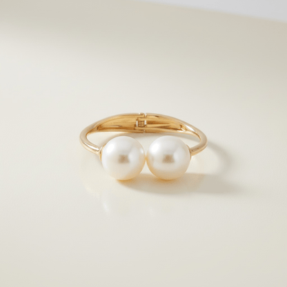 Pearl Gold Statement Bangle - Bracelet