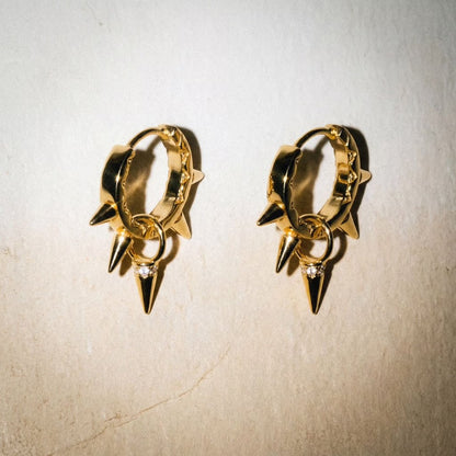 Petite Punk 18k Gold Plated Earrings - 